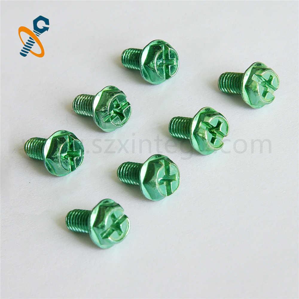 Green zinc eleven slot hexagon flange screws