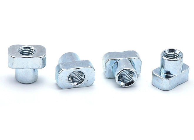 Blue and White Zinc T-shaped Nut